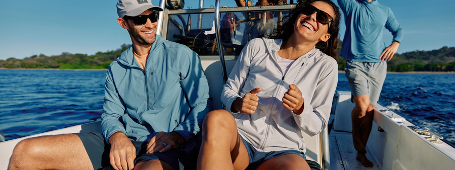 Friends hanging out on a boat 