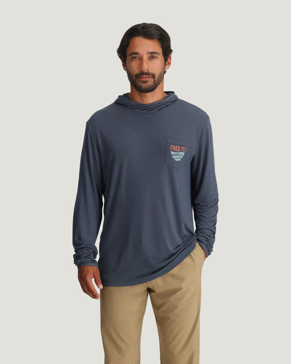 Men's Bamboo Lightweight Graphic Hoodie - Blue Edge Storm Cloud