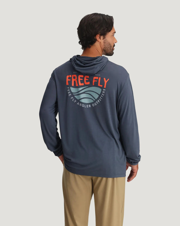 Men's Bamboo Lightweight Graphic Hoodie - Blue Edge Storm Cloud
