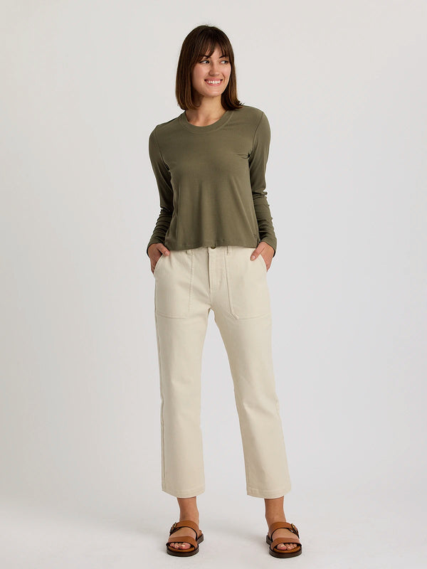 Women's Ribbed Bamboo Long Sleeve - Smokey Olive