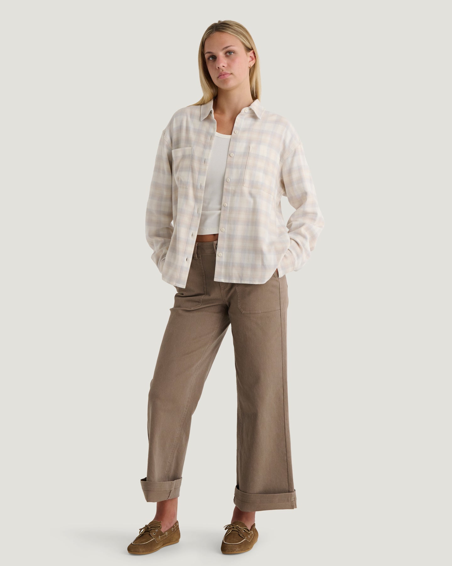 Women's Seawool Oversized Flannel - Plaid Sea Salt