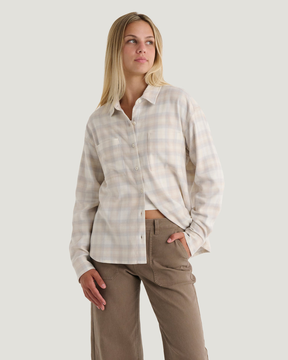 Women's Seawool Oversized Flannel - Plaid Sea Salt