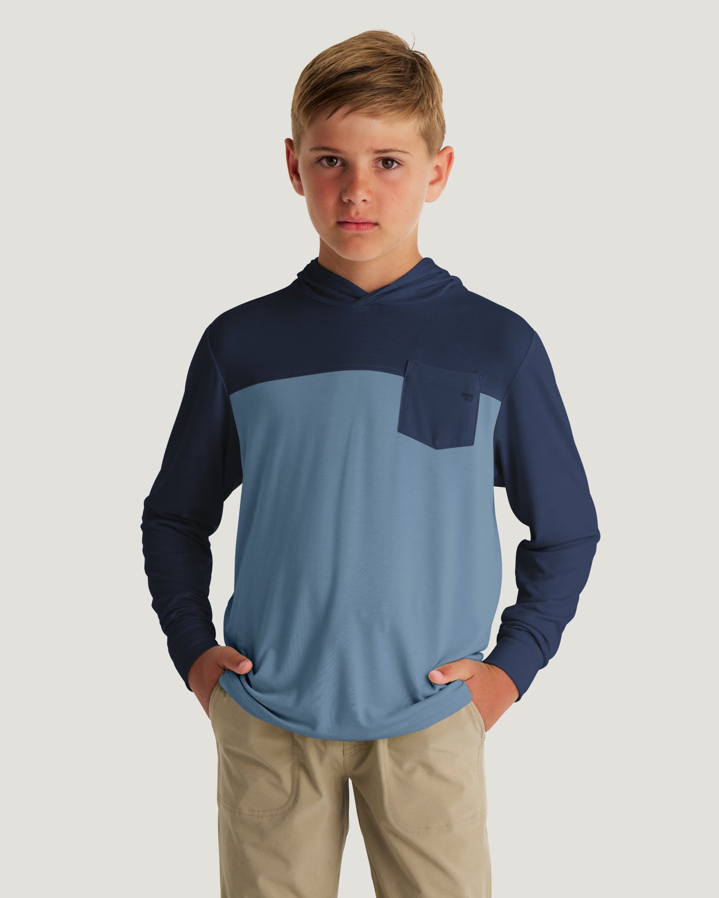 Youth Colorblock Bamboo Shade Hoodie - True Navy / Blue Fog