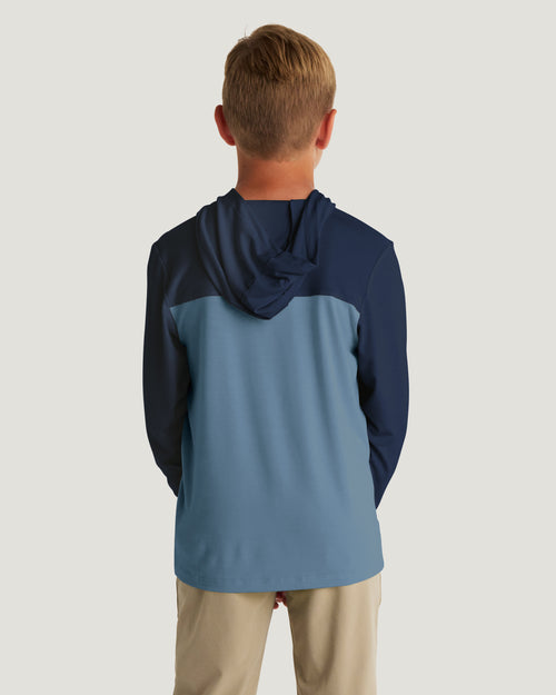 Youth Colorblock Bamboo Shade Hoodie - True Navy / Blue Fog