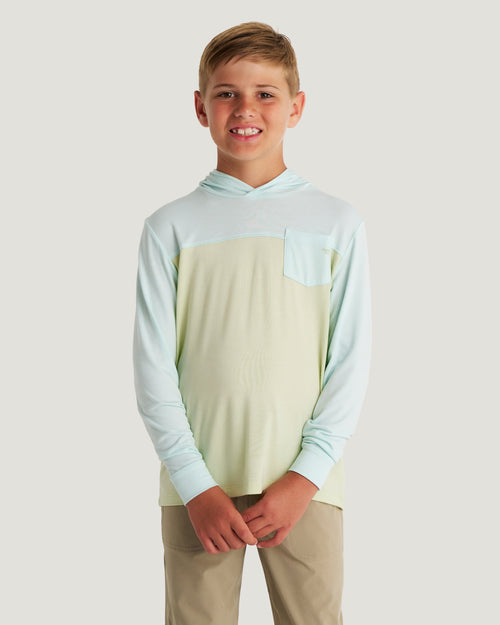 Youth Colorblock Bamboo Shade Hoodie - Tropic Sea / Lime