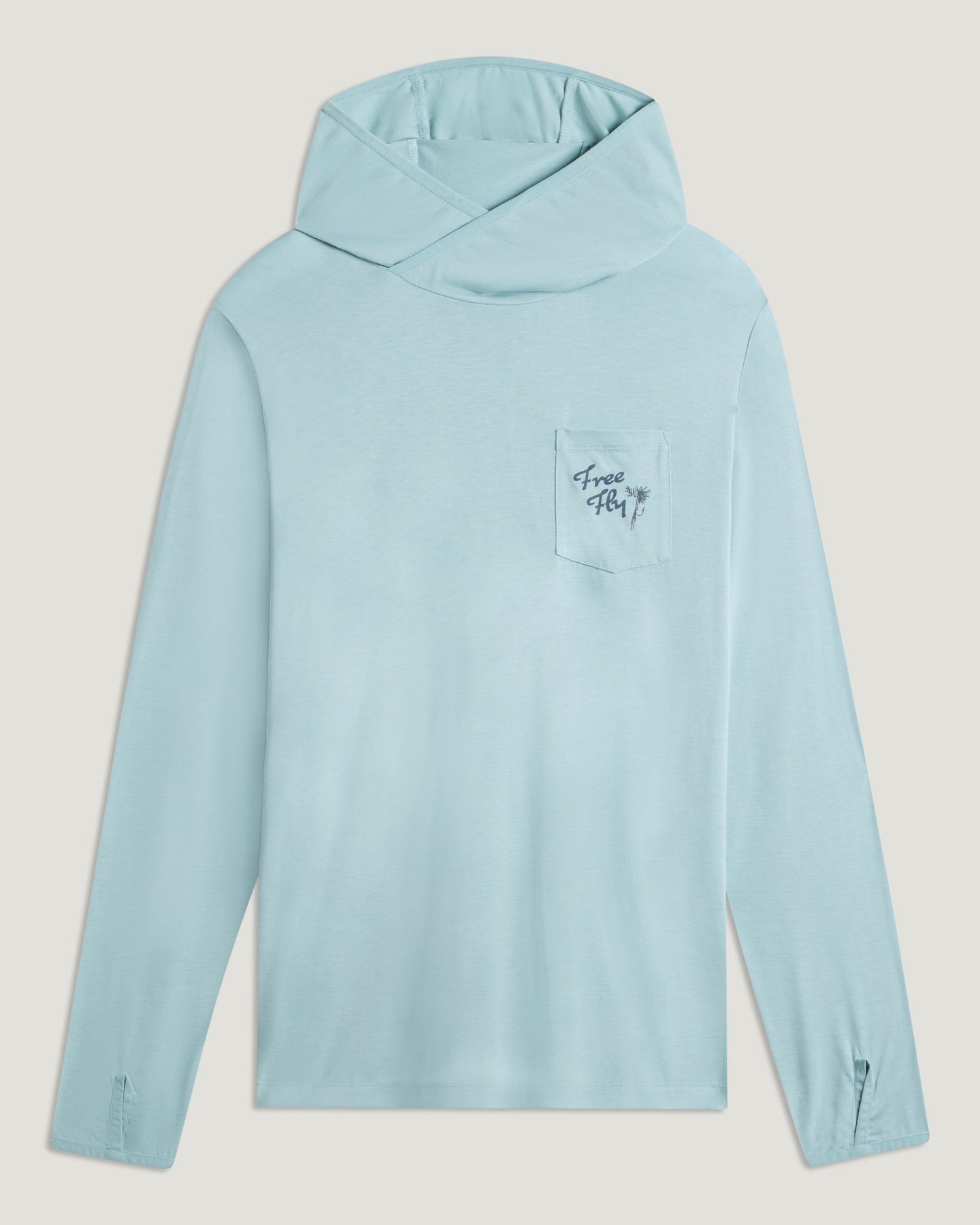 Men's Bamboo Lightweight Graphic Hoodie - Trout Bum Ocean Mist