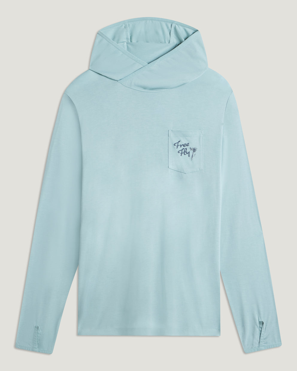 Men's Bamboo Lightweight Graphic Hoodie - Trout Bum Ocean Mist