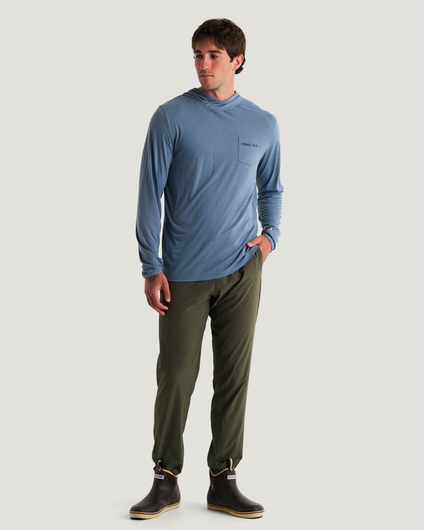 Men's Bamboo Lightweight Graphic Hoodie - Bait & Tackle Pacific Blue