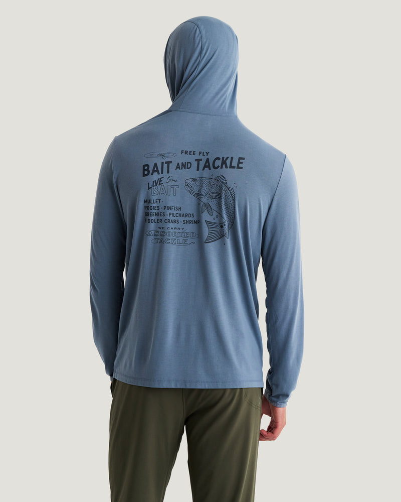 Men's Bamboo Lightweight Graphic Hoodie - Bait & Tackle Pacific Blue