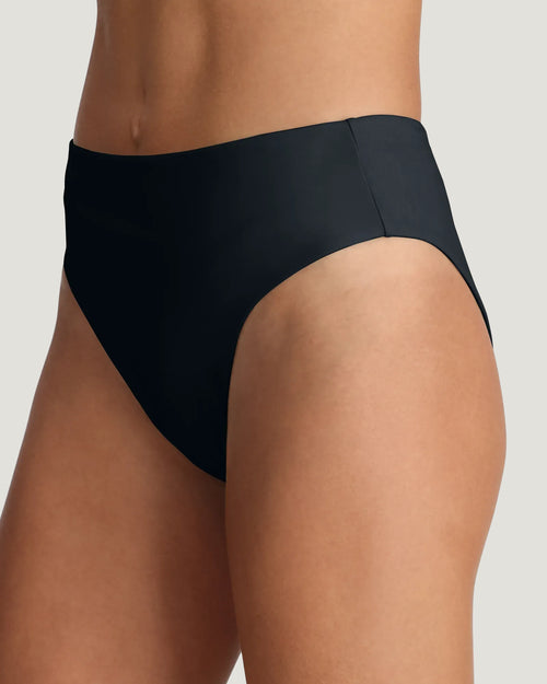 Women's Wavebound High Waisted Bikini Bottom - Black