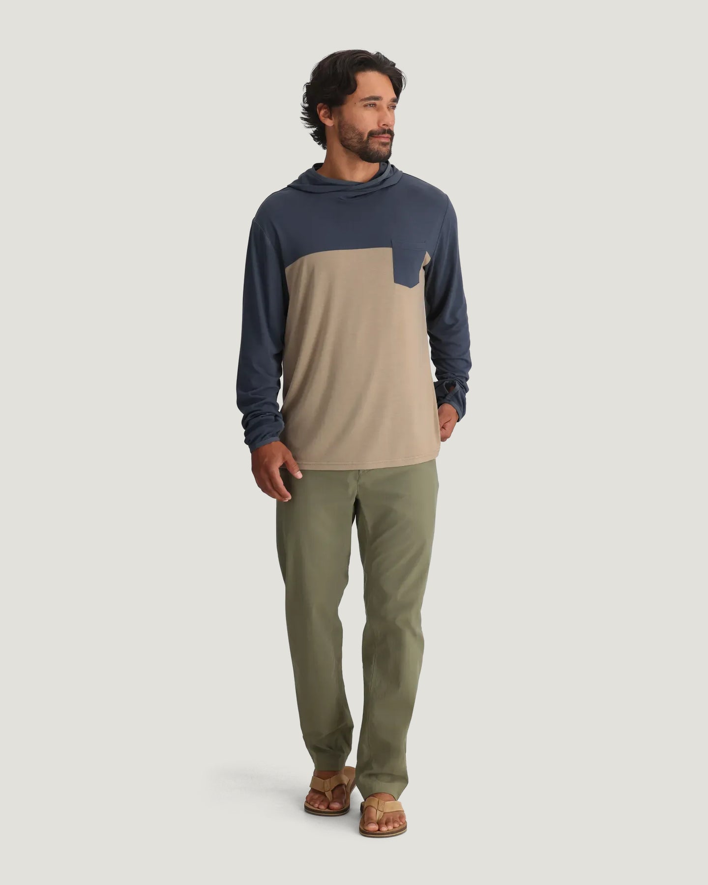 Men's Bamboo Hybrid Hoodie - Storm Cloud / Desert Tan