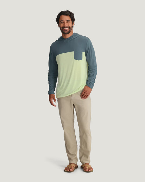 Men's Bamboo Hybrid Hoodie - Stormy Sea / Lime