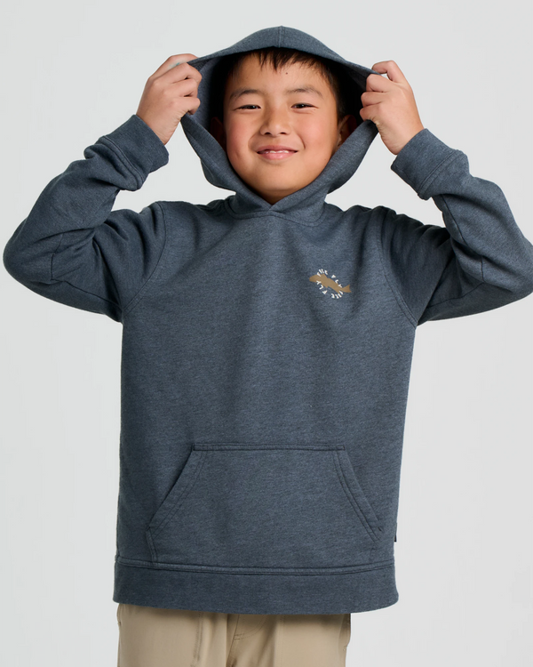 Youth Camo Redfish Fleece Hoodie - Heather Black Sand