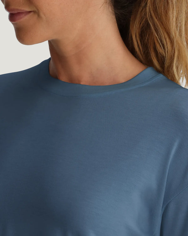 Women's Bamboo Shade Crossover Long Sleeve - Pacific Blue