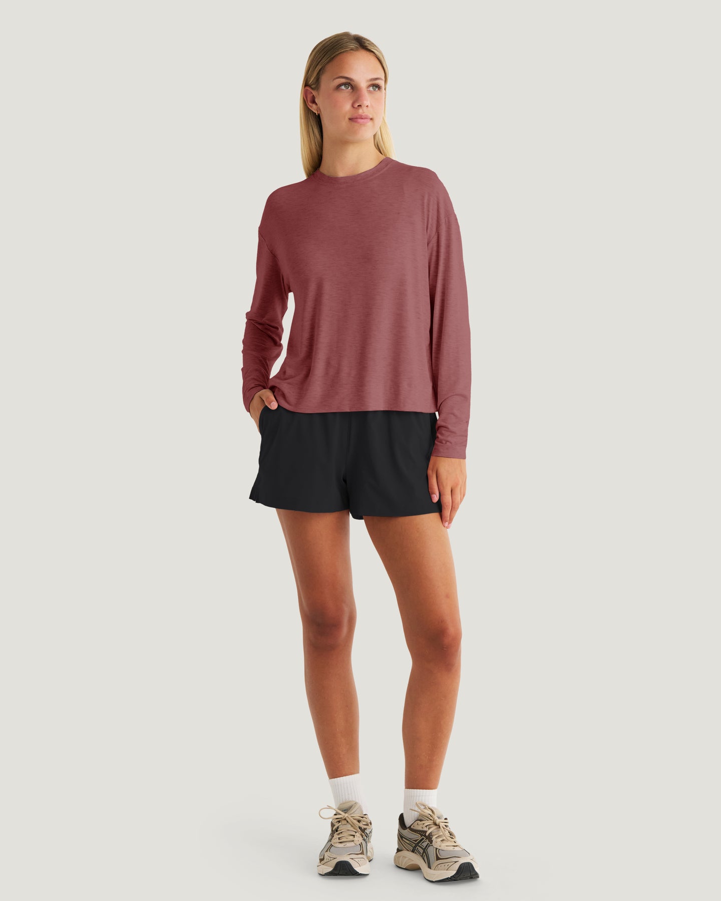Women's Bamboo Shade Crossover Long Sleeve - Plum