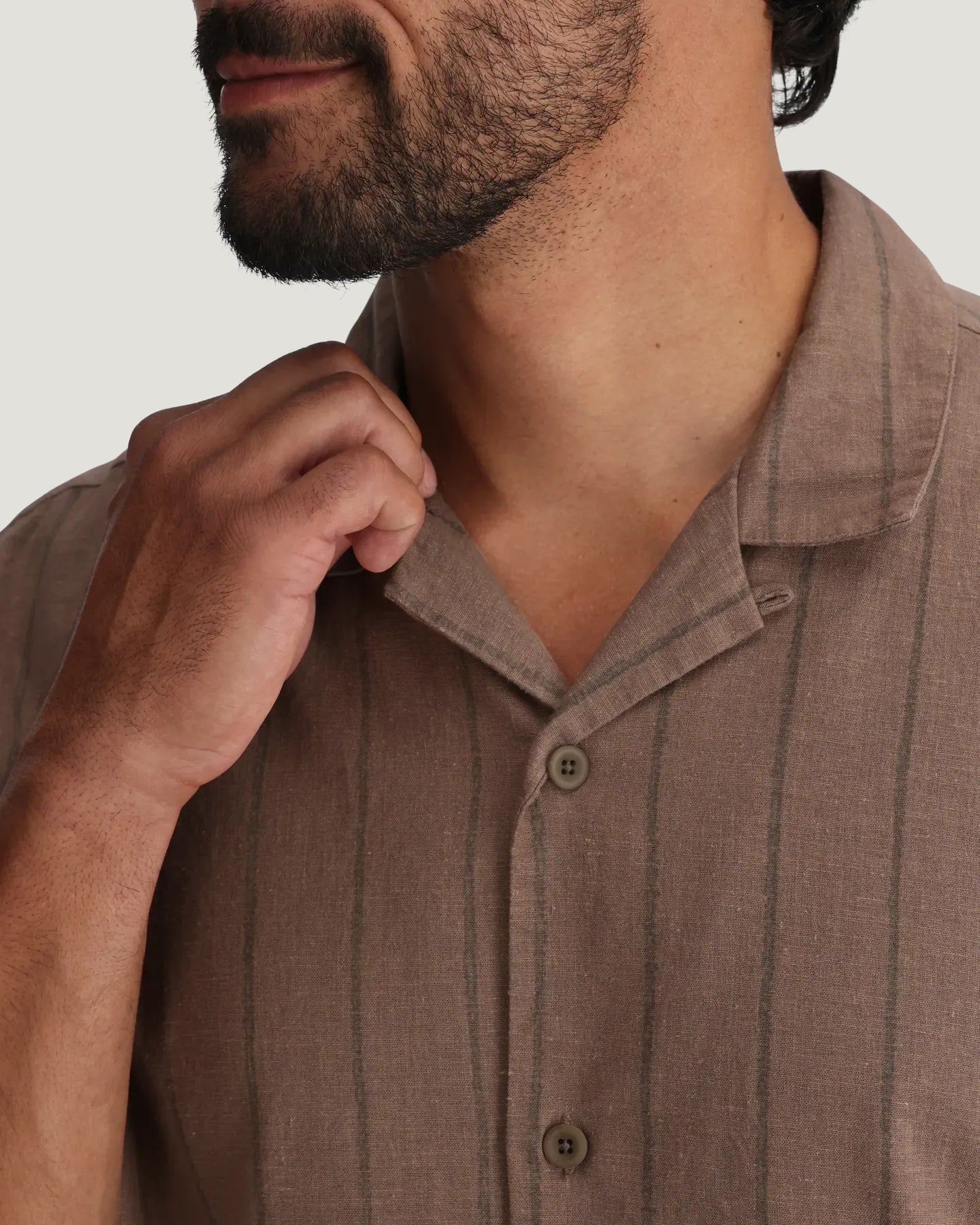 Men's Sullivan's Camp Shirt - Dash Vertical Stripe Fossil