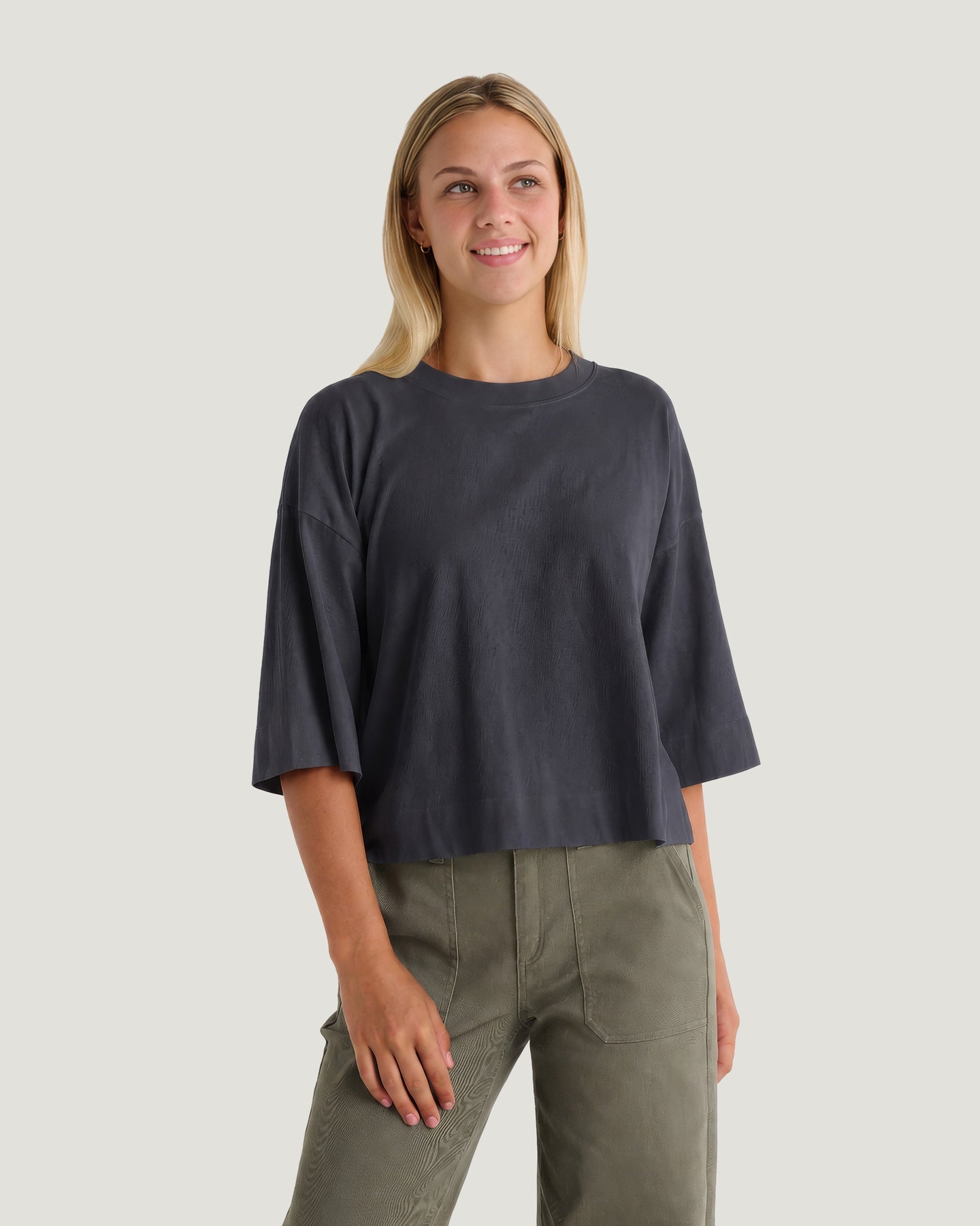 Women's Heavyweight Cotton Cropped Tee - Anthracite