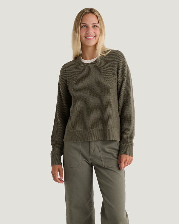 Women's Coastloom Crew Sweater - Smokey Olive