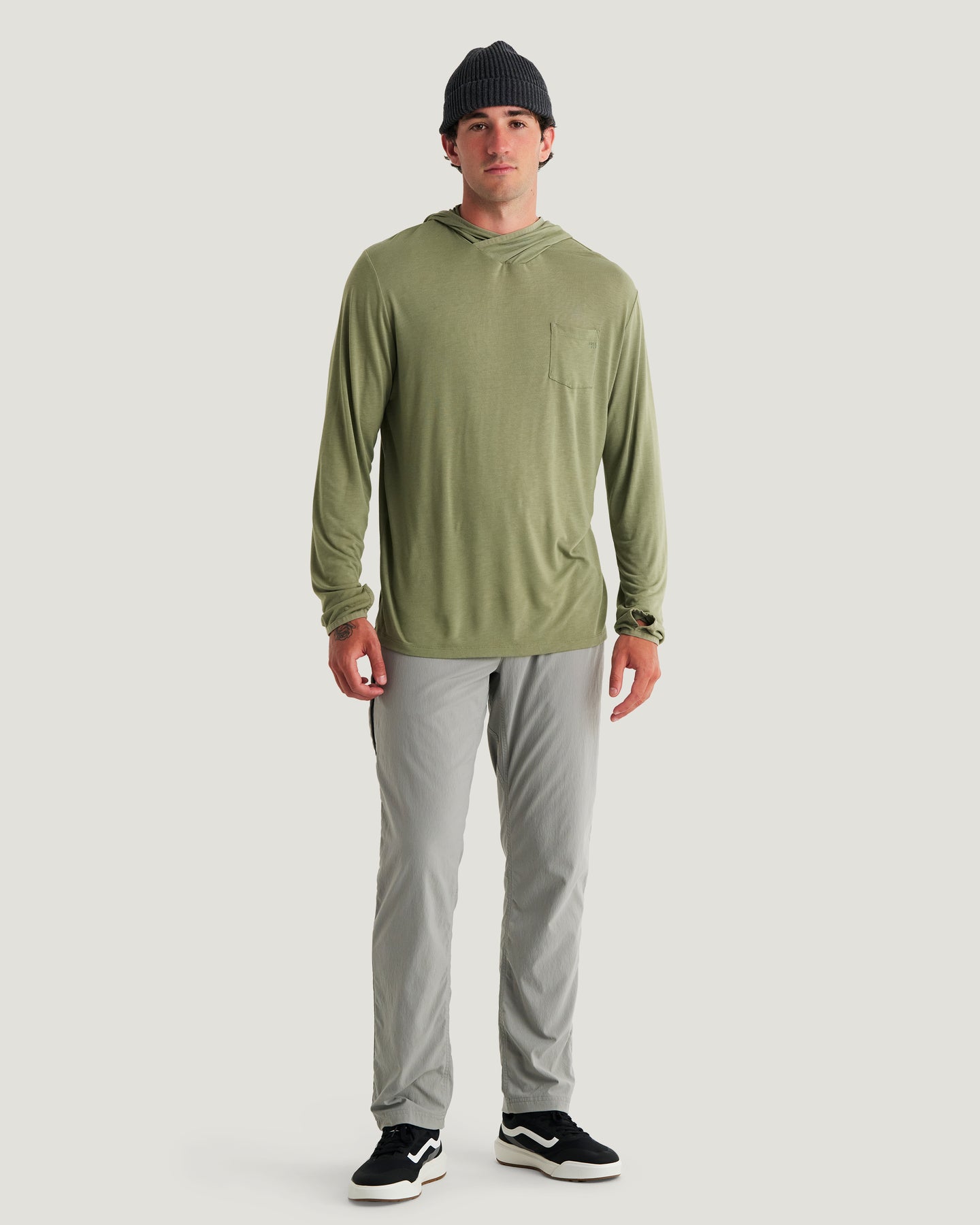 Men's Bamboo Lightweight Hoodie - Oil Green