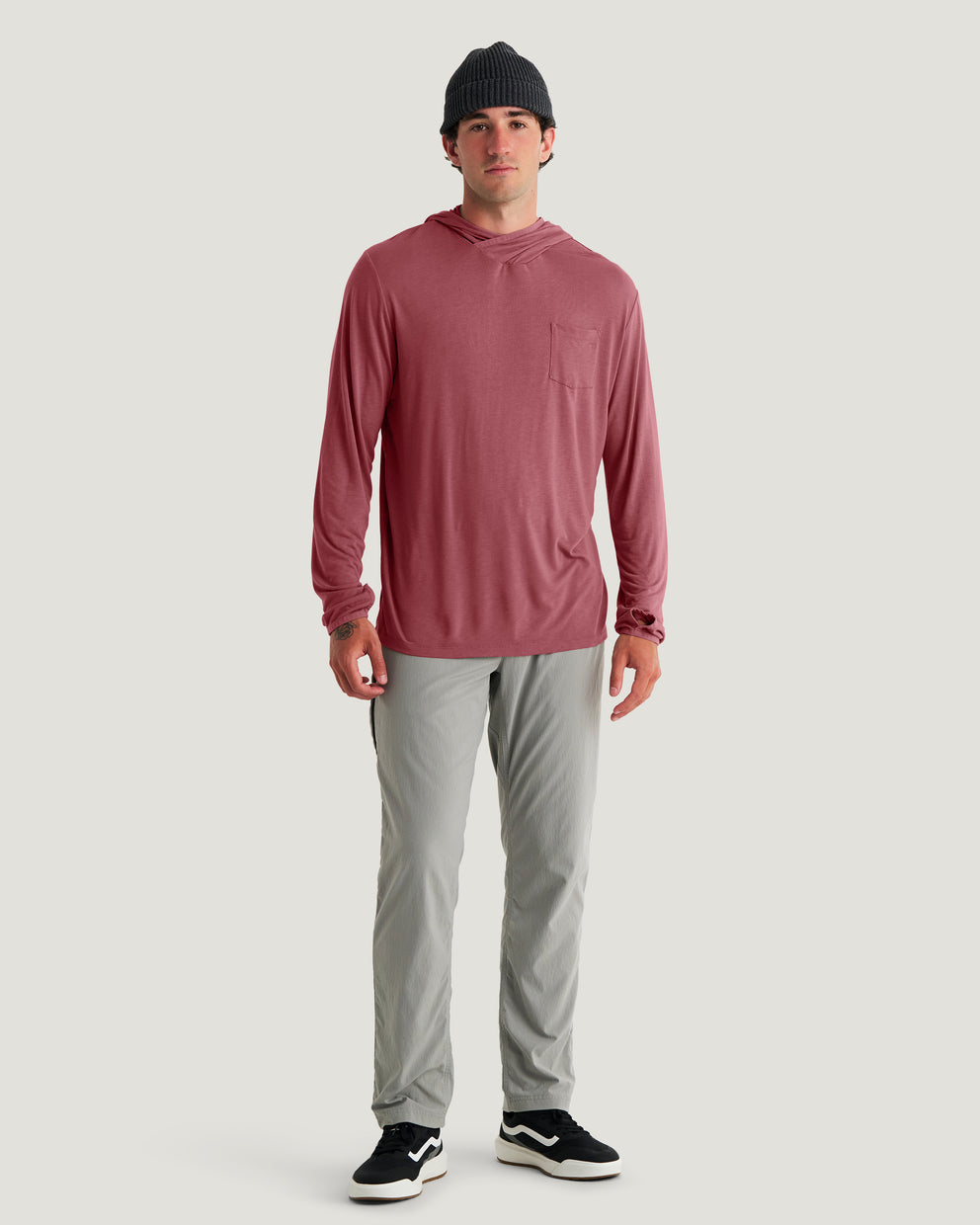 Men's Bamboo Lightweight Hoodie - Plum