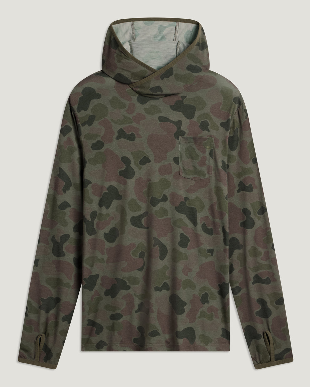 Men's Bamboo Lightweight Hoodie - Vintage Camo Oil Green