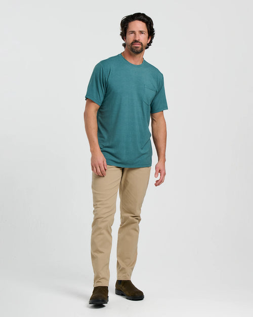 Men's Bamboo Flex Pocket Tee - Heather Sea Pine