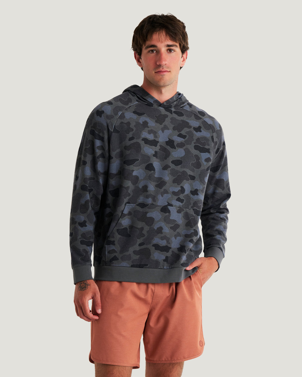 Men's Bamboo Lightweight Fleece Hoodie - Vintage Camo Black