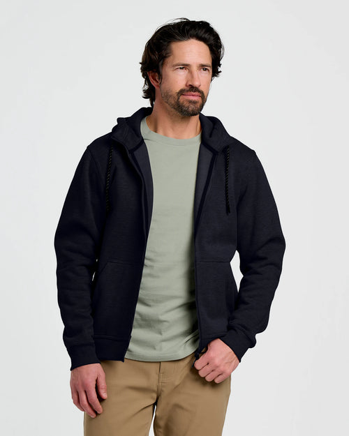 Men's Bamboo Northcoast Fleece Full Zip Hoodie - Black