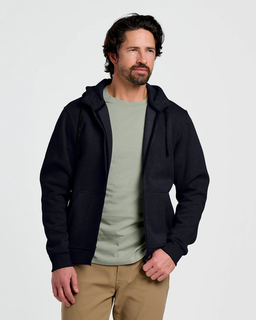 Men's Bamboo Northcoast Fleece Full Zip Hoodie - Black