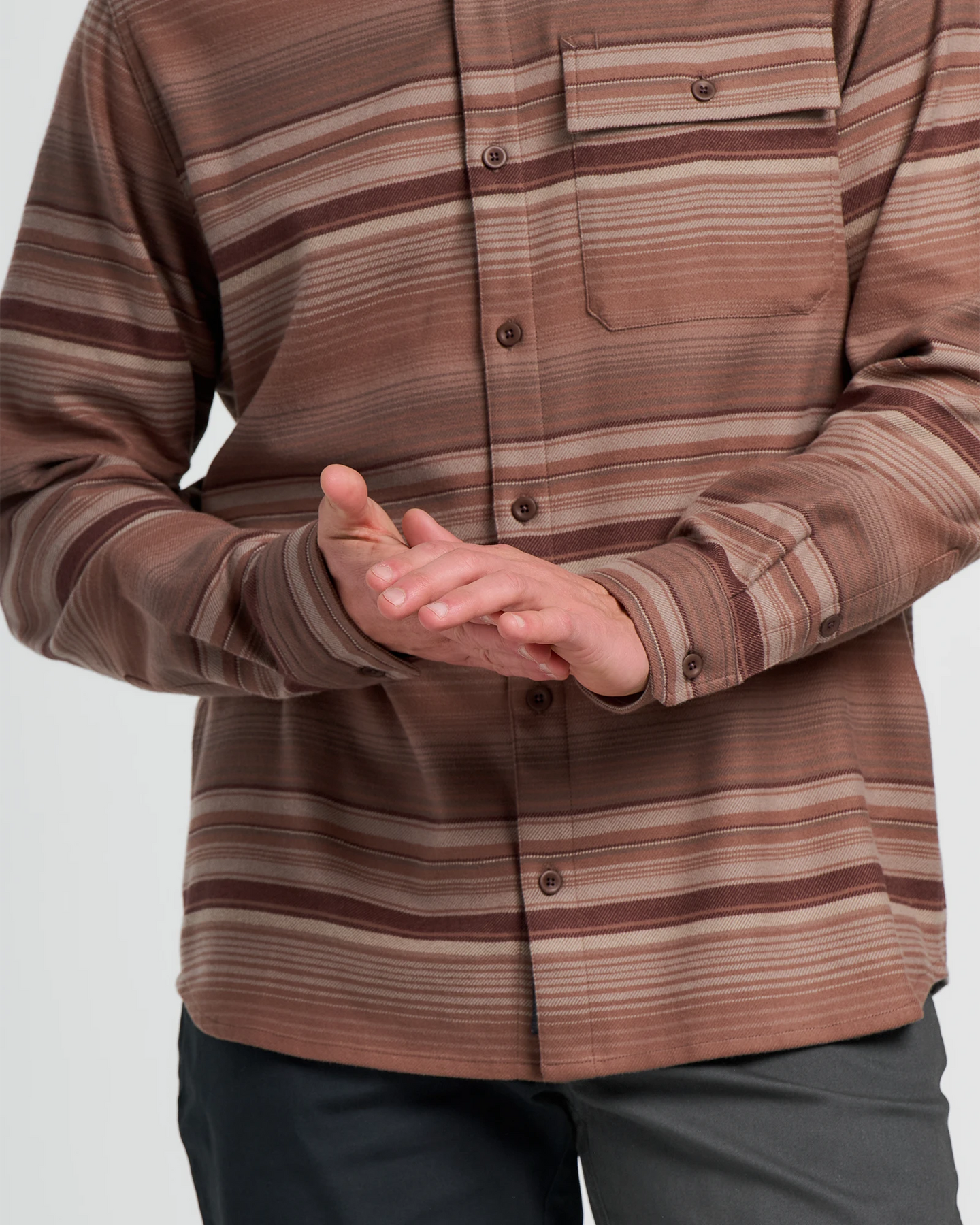 Men's Seawool Flannel Shirt - Nutmeg Stripe