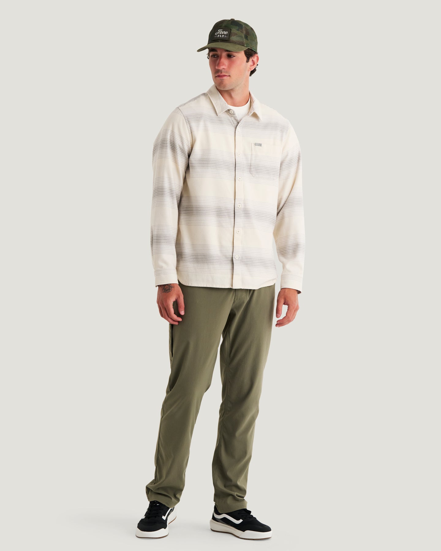 Men's Seawool Flannel Shirt - Ombre Stripe Birch