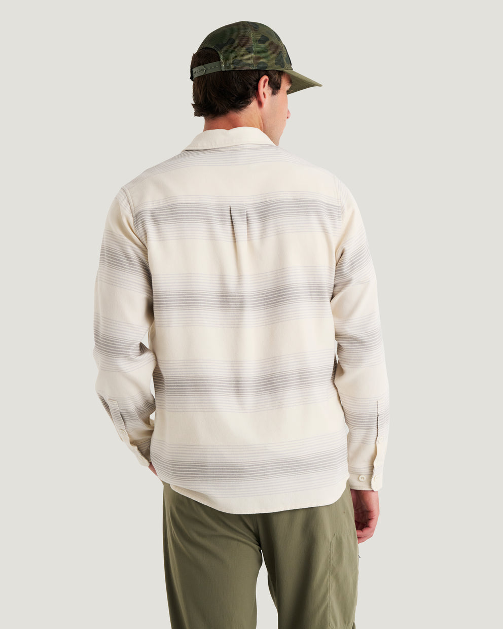 Men's Seawool Flannel Shirt - Ombre Stripe Birch