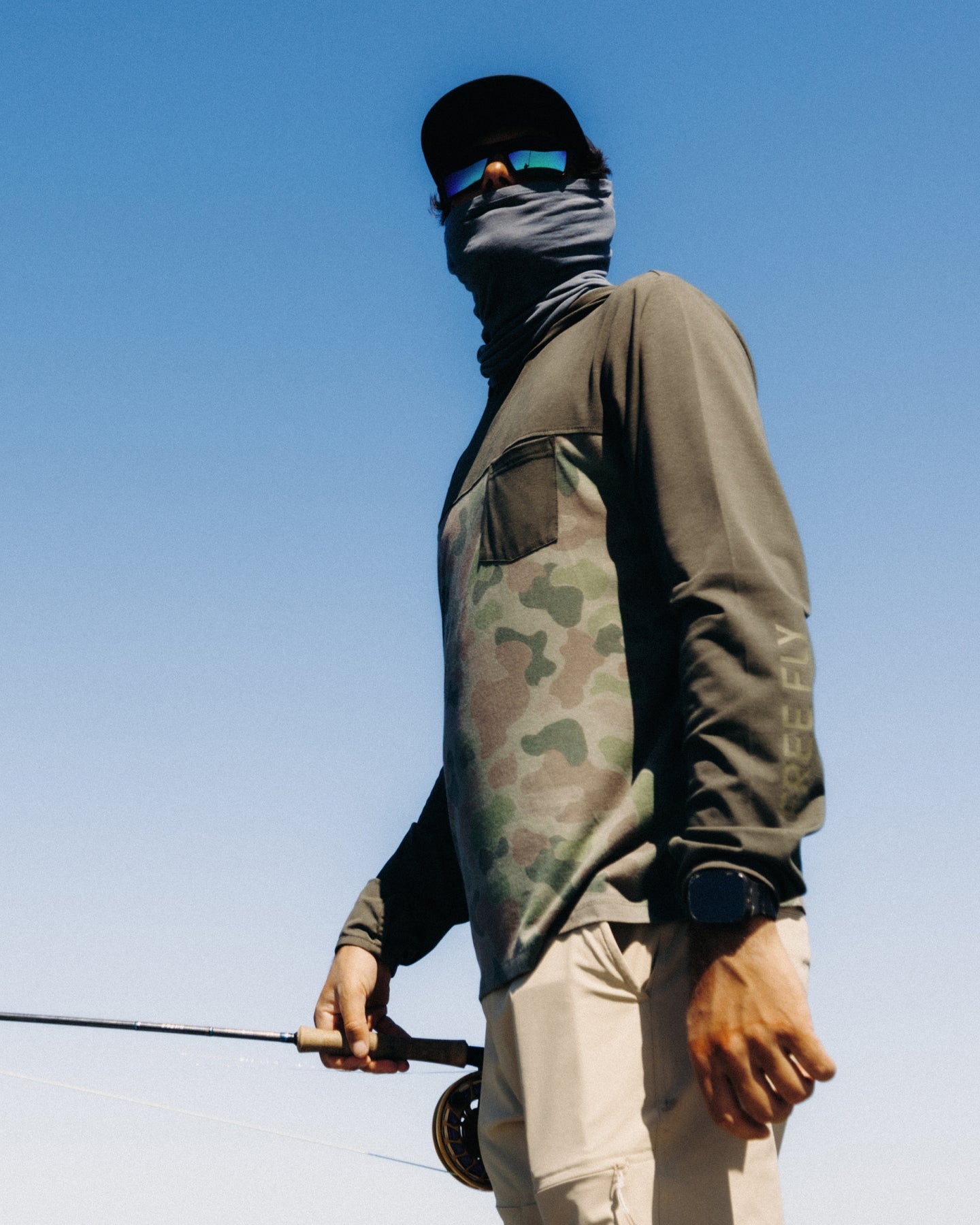 Men's Bamboo Hybrid Hoodie - Dark Forest / Vintage Camo Oil Green