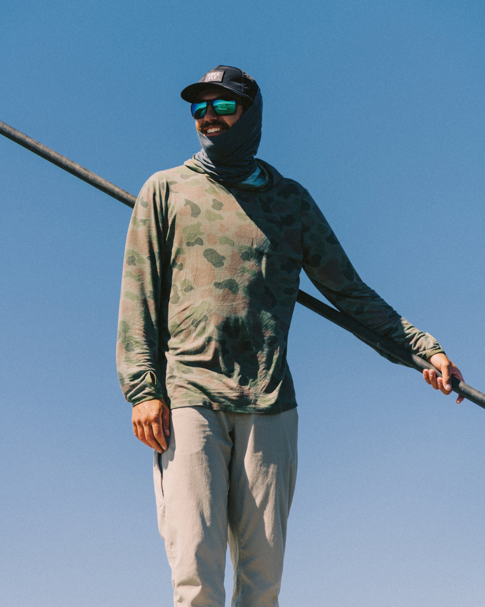 Men's Bamboo Lightweight Hoodie - Vintage Camo Black
