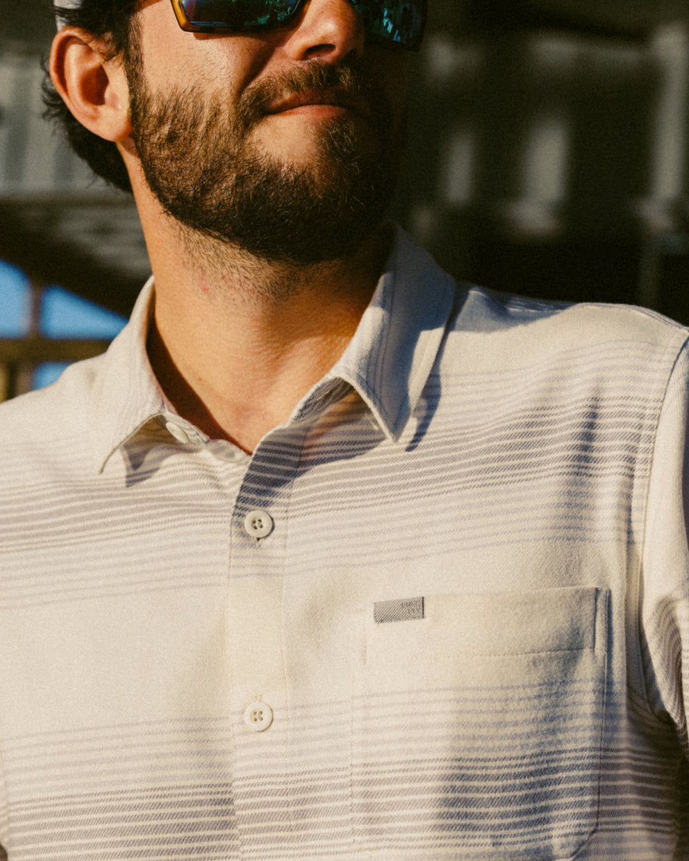 Men's Seawool Flannel Shirt - Ombre Stripe Birch