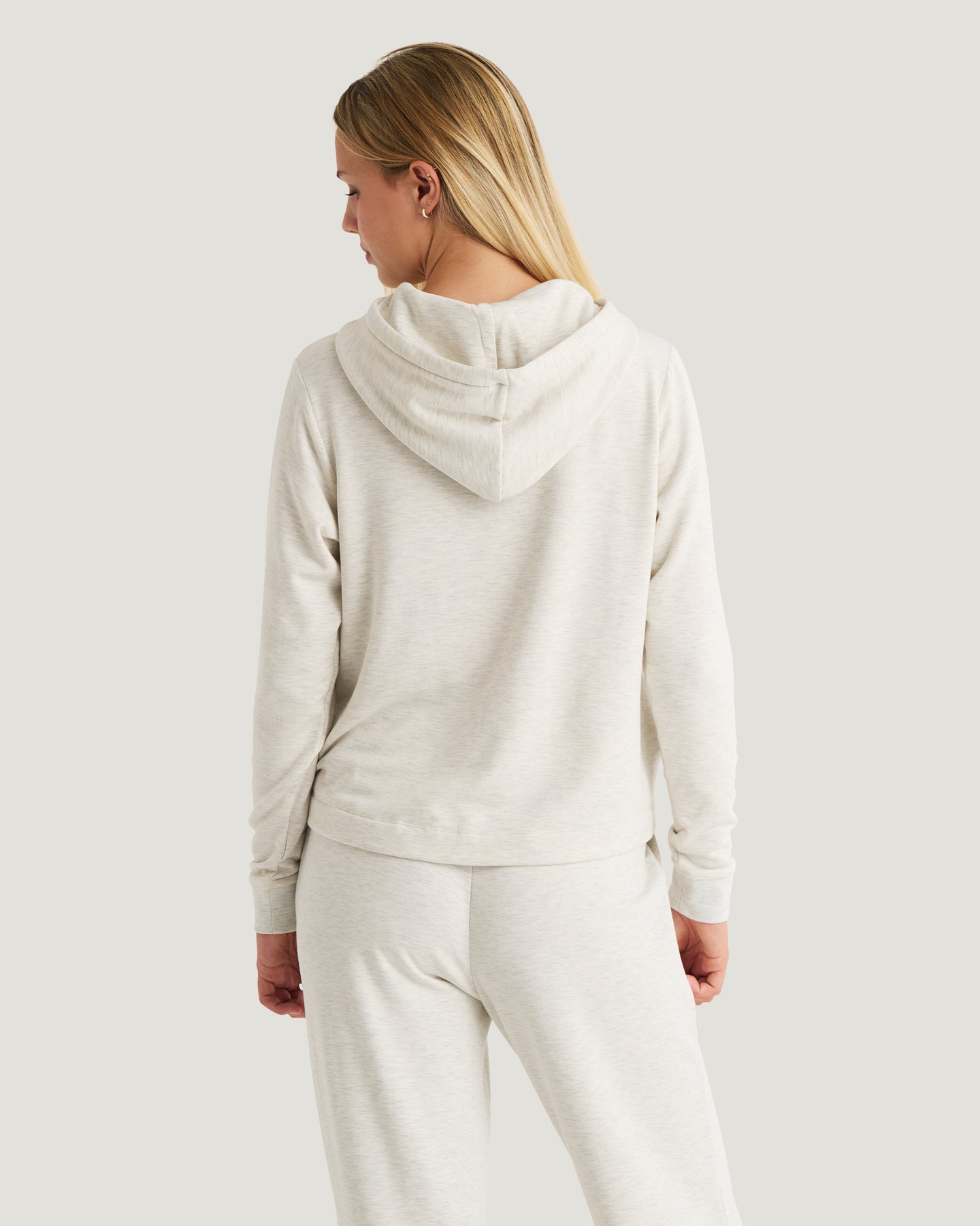 Women's Bamboo Lightweight Fleece Cropped Hoodie - Off White Heather