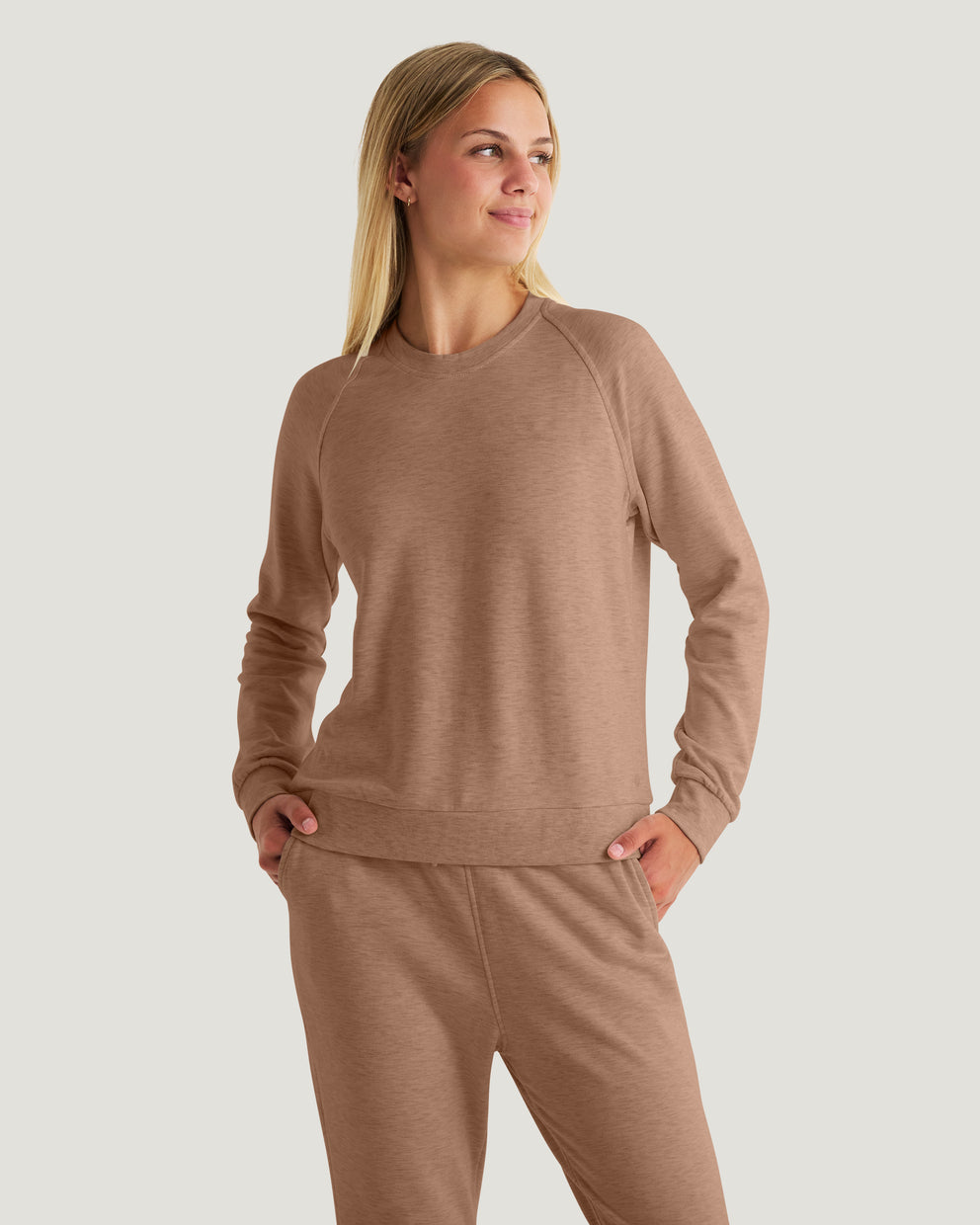 Women's Bamboo Lightweight Fleece Crew - Fossil