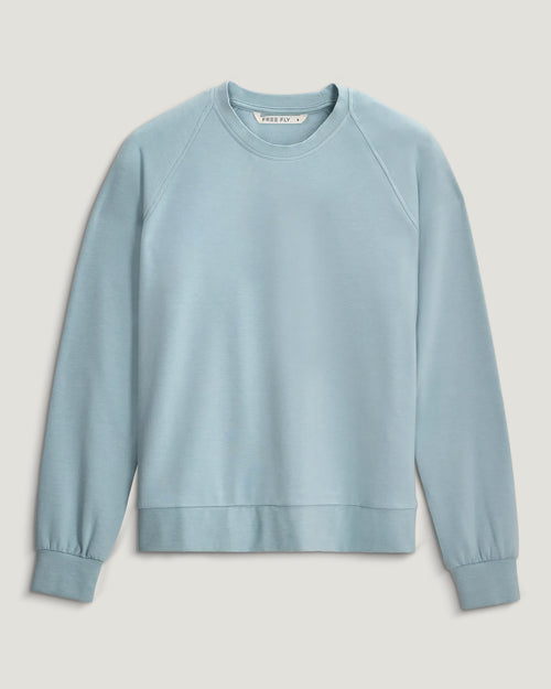 Women's Bamboo Lightweight Fleece Crew - Ocean Mist