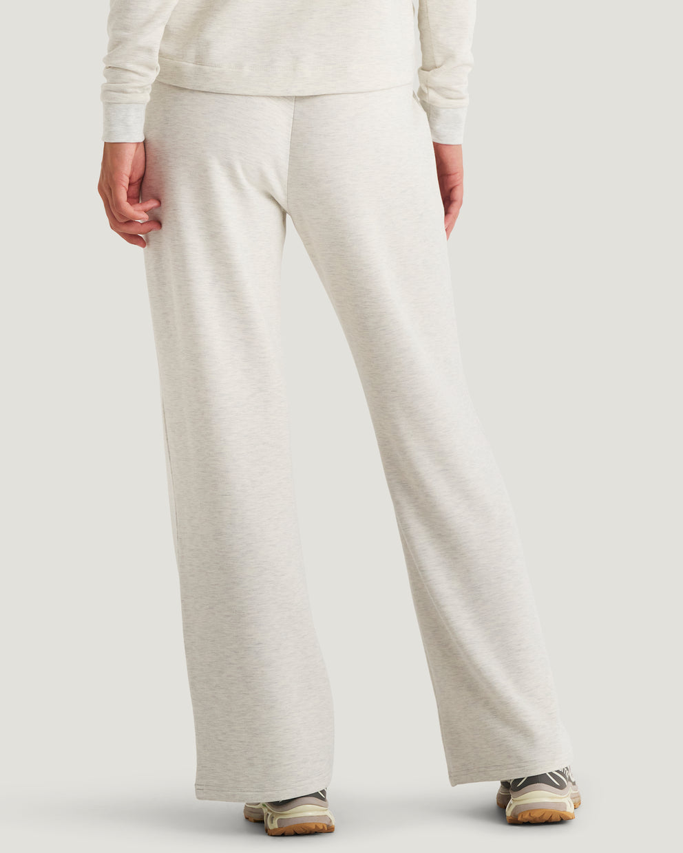 Women's Bamboo Lightweight Fleece Wide Leg Pant - Off White Heather