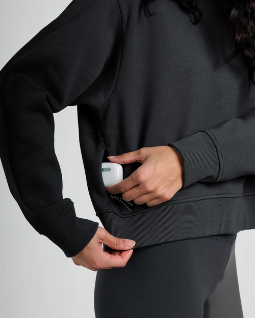 Women's Bamboo Northcoast Fleece Crew - Black