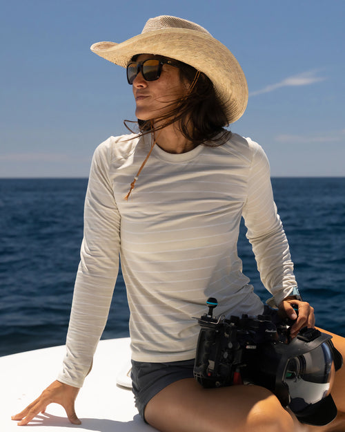 Women's Bamboo Shade Long Sleeve II - Dash Stripe Birch