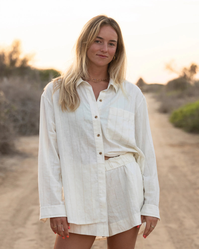 Women's Sullivan's Shirt - Sea Scallop Print Desert Tan
