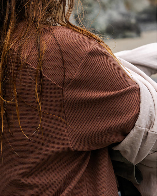 Women's Waffle Long Sleeve Henley - Sea Pine