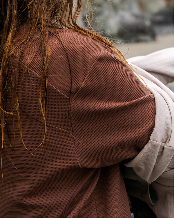 Women's Waffle Long Sleeve Henley - Sea Pine