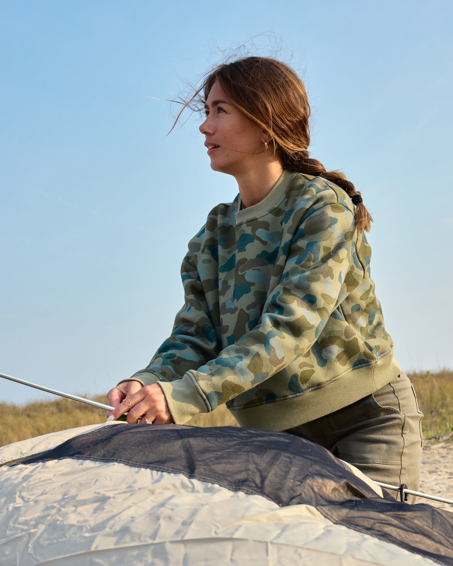 Women's Bamboo Northcoast Fleece Crew - Storm Cloud